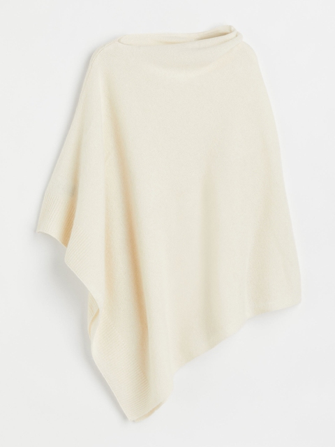 

H&M Women Fine-knit cashmere-blend poncho, White