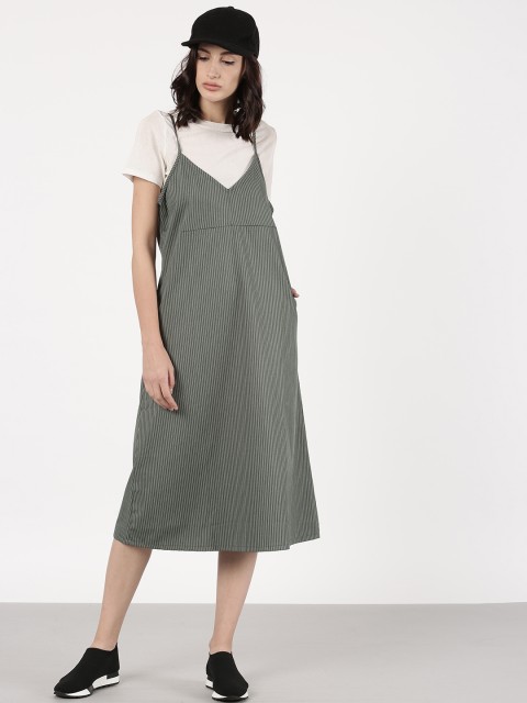 

ether Women Grey Striped Slip Dress