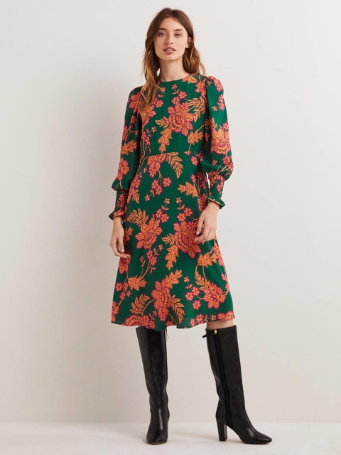 

La Aimee Green Floral A-Line Dress