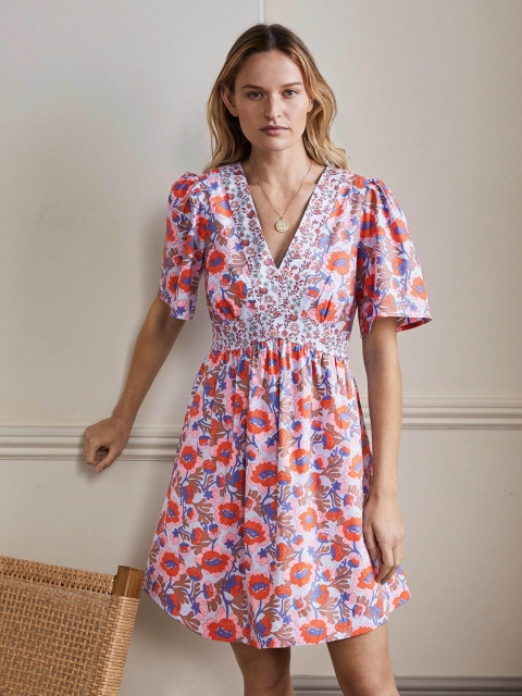 

La Aimee Orange Floral Dress