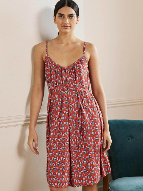 

La Aimee Red Floral A-Line Dress