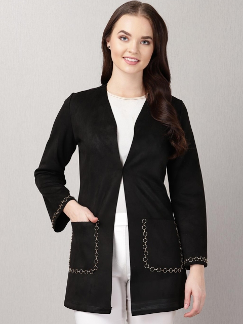 

Lakshita Women Black Geometric Crop Outdoor Open Front Jacket