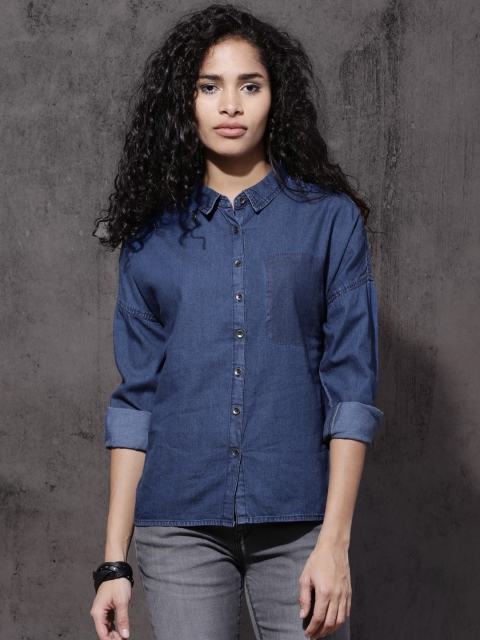 

Roadster Women Blue Regular Fit Casual Shirt