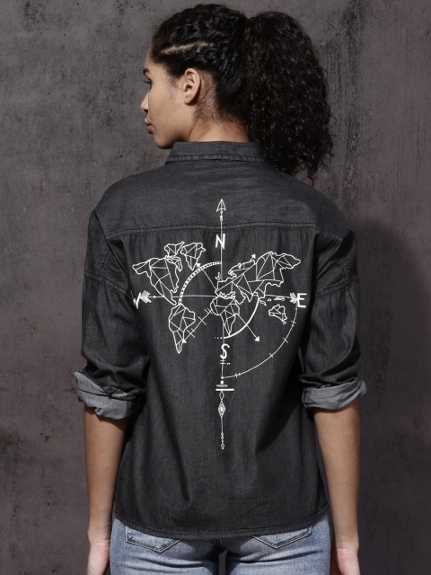

Roadster Women Black Regular Fit Casual Shirt