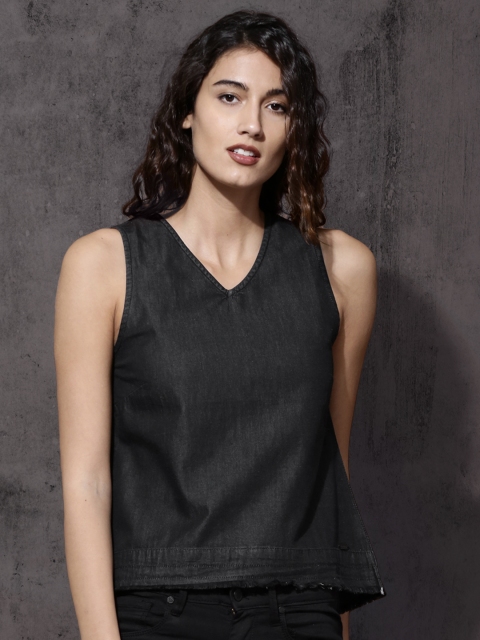 

Roadster Women Black Solid Top