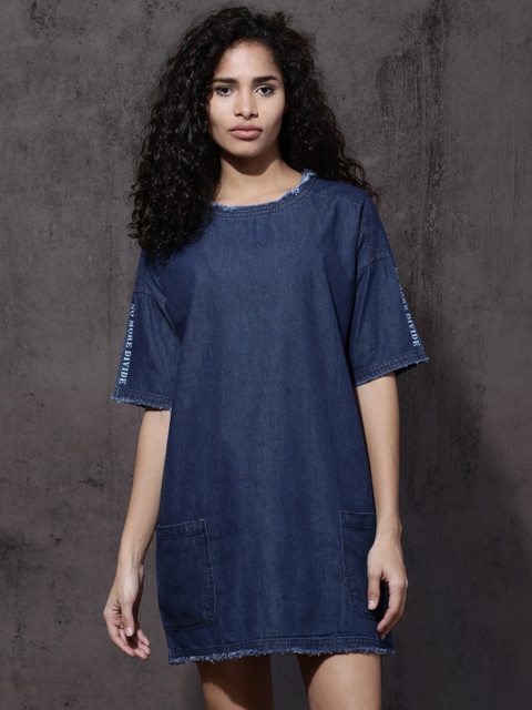

Roadster Women Blue Solid A-Line Dress