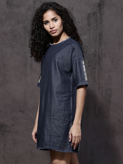 

Roadster Women Blue Solid A-Line Dress
