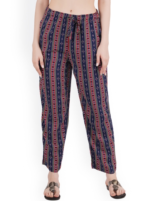 

Style Shoes Women Maroon & Navy Blue Striped Printed Lounge Pant