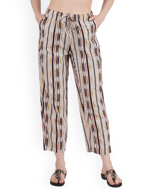 

Style Shoes Women Beige & Black Striped Printed Lounge Pants