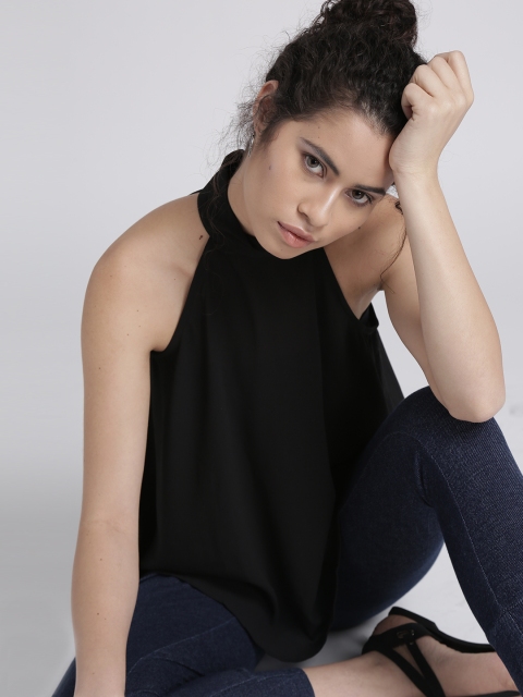 

Chemistry Women Black Solid A-Line Top