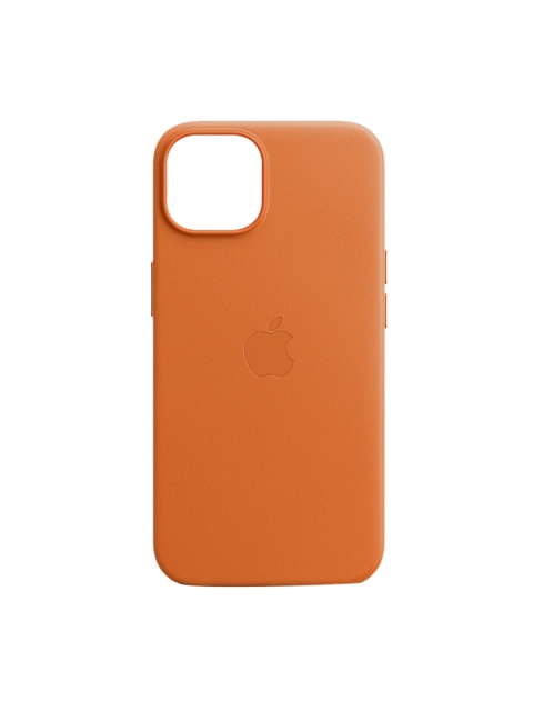 

TREEMODA Orange Solid Leather iphone 14 Pro Phone Back Case