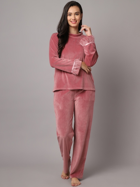 

Kanvin Women Pink Solid Night suit