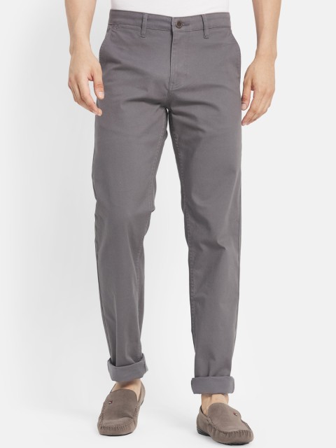 

Octave Men Grey Solid Cotton Regular Fit Chinos Trousers