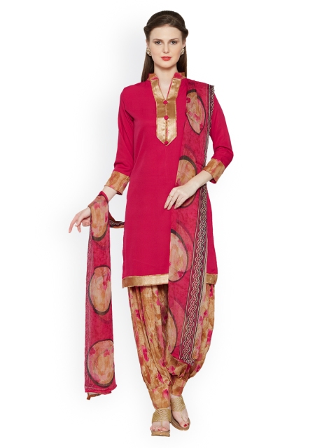 

Saree mall Pink Printed Crepe Unstitched Dress Material