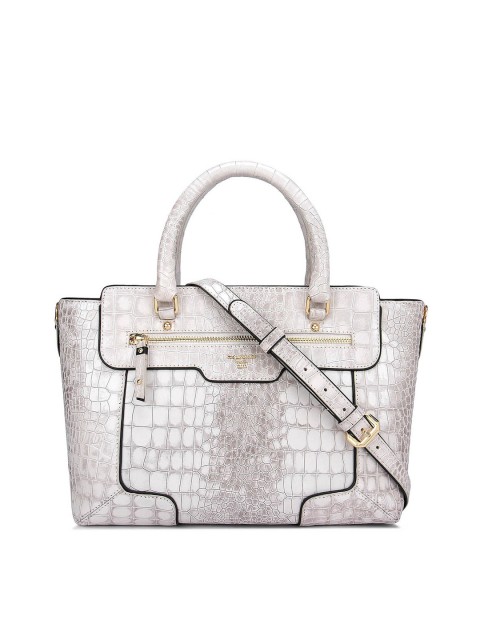 

Da Milano White Textured Leather Structured Handheld Bag