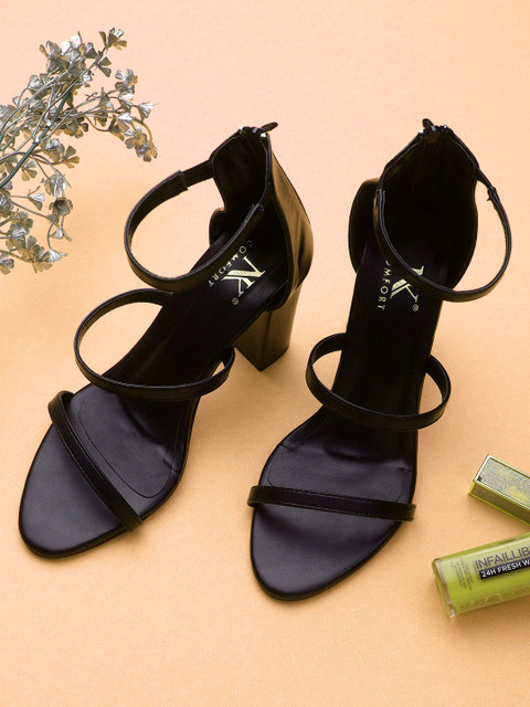

NK COMFORT Black Block Sandal Heels