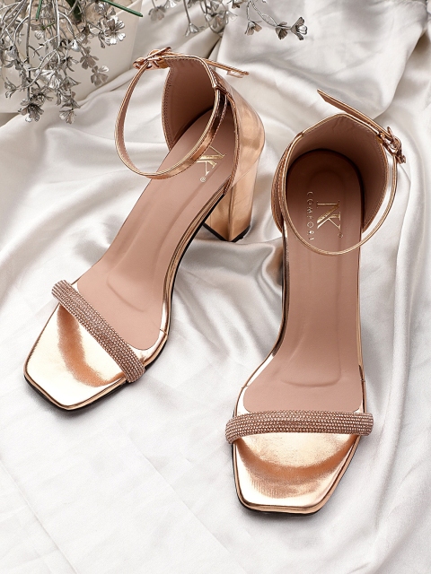 

NK COMFORT Women Peach-Colored Block Heeled Sandals