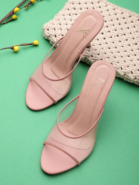 

NK COMFORT Women Peach-Coloured Peep Toes Heels