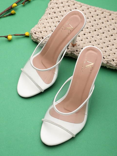 

NK COMFORT Women White Peep Toe Kitten Heels