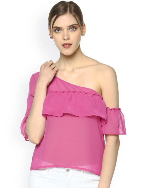 

Besiva Women Pink Layered Semi-Sheer Top