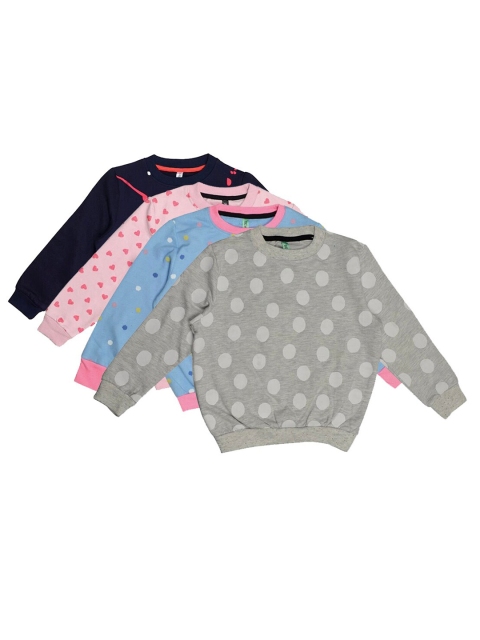 

TINY HUG Kids Pack of 4 Blue Printed Sweatshirt