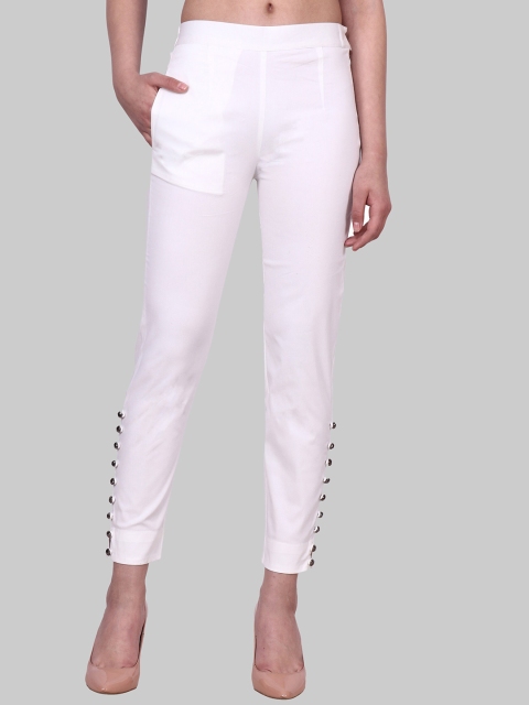 

Popwings Women White Smart Trouser
