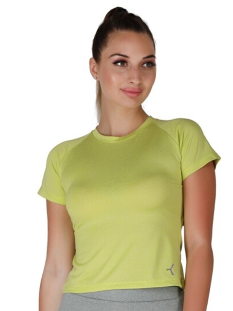 

La Aimee Women Yellow Raglan Sleeves Crop Top