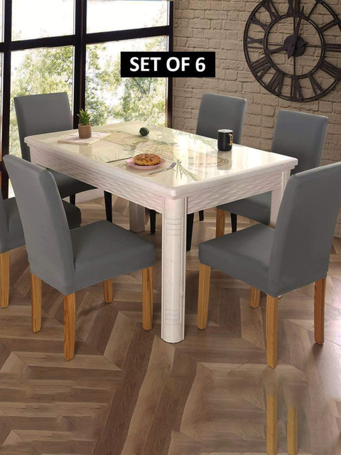 

Styleys Set Of 6 Grey Solid Chair Covers