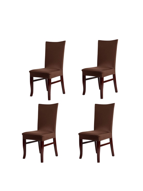 

Styleys Set Of 4 Solid Chair Cover, Brown