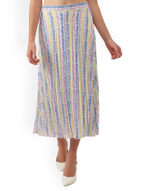 

NUEVOSDAMAS Women Pink Floral-Printed A-Line Skirts