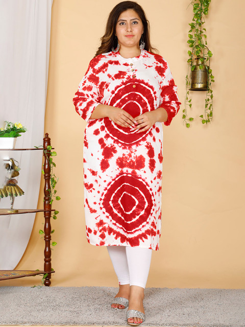 

PNEHA Women Plus Size Red Tie-dye Kurta