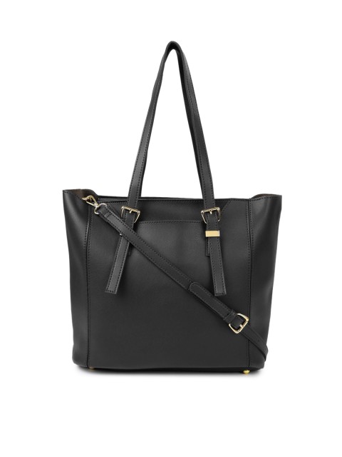 

Mast & Harbour Black Solid Tote Bag with Pouch