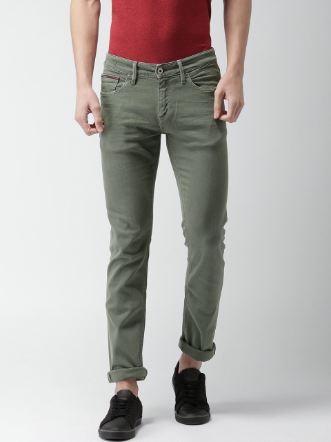 Tommy Hilfiger Men Green Scanton Slim Fit Low-Rise Clean Look Stretchable Jeans Tommy Hilfiger Men Green Scanton Slim Fit Low-Rise Clean Look Stretchable Jeans