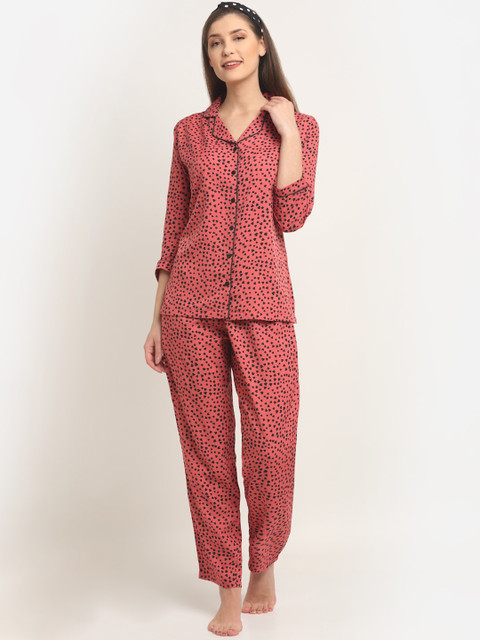 

Boston Club Women Rust & Black Conversational Printed Night suit