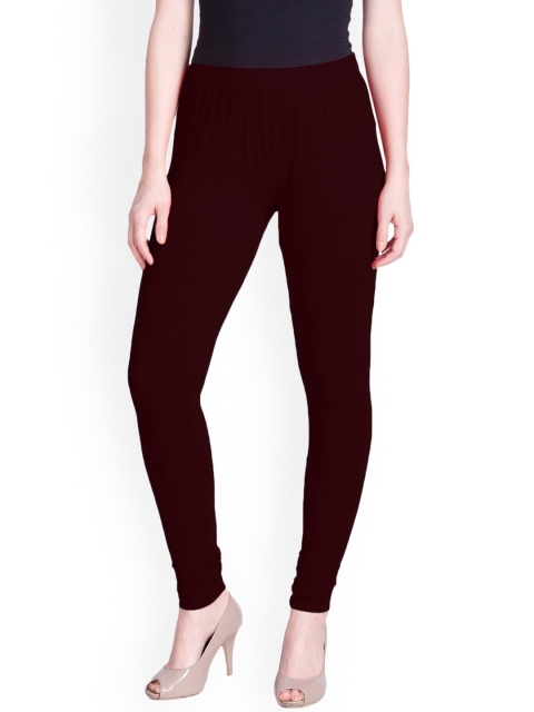 

LYRA Women Maroon Solid Cotton Ankle Length Leggings