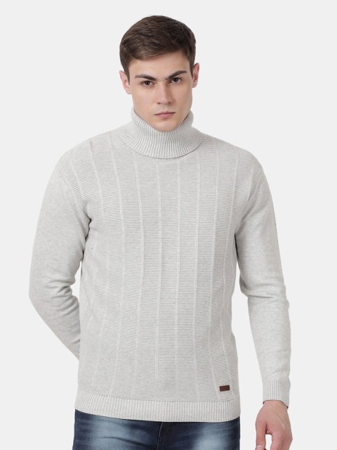 

t-base Men White Striped Cotton Pullover Sweater
