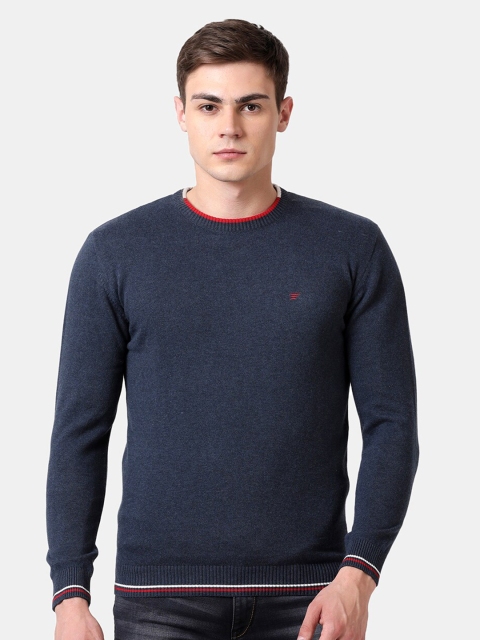 

t-base Men Navy Blue Cotton Pullover Sweater