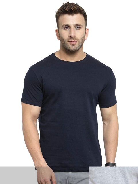 

FRENCH KLEIDER Men Pack of 2 Solid Short Sleeve Slim Fit T-shirt, Navy blue