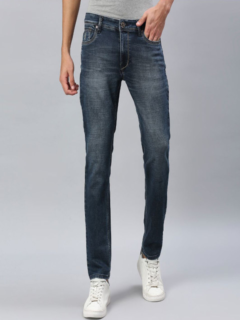 

ROCKING SWAMY Men Blue Cotton Slim Fit Heavy Fade Stretchable Jeans