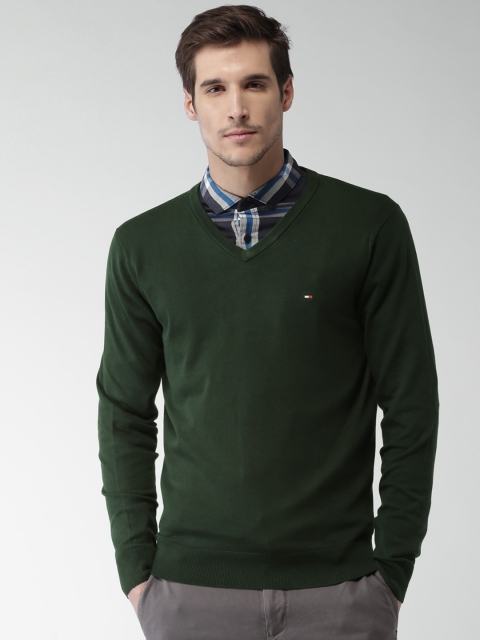 

Tommy Hilfiger Men Green Solid Pullover