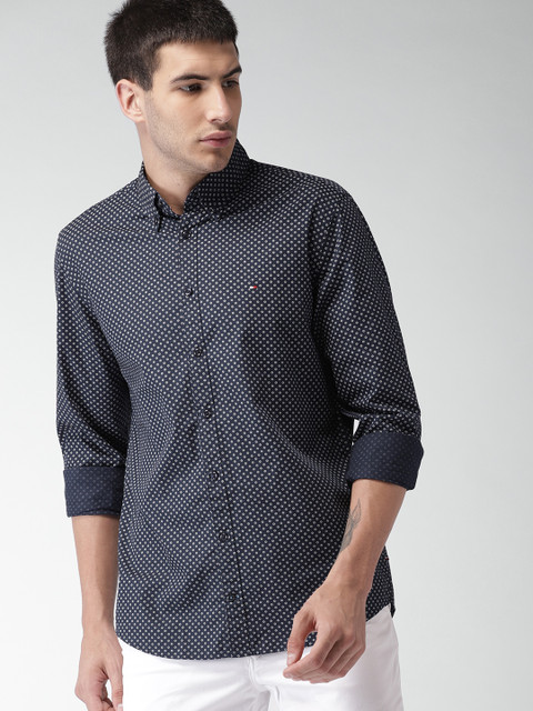 

Tommy Hilfiger Men Navy Blue Slim Fit Printed Casual Shirt