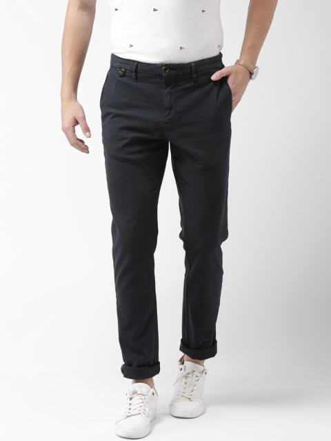 

Tommy Hilfiger Men Navy Blue Slim Fit Self Design Chinos