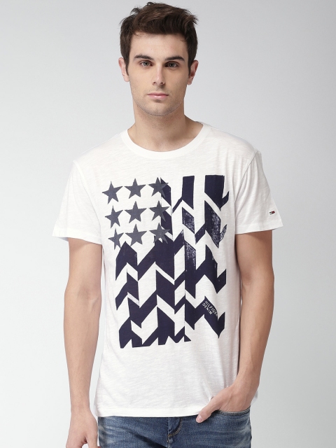 

Tommy Hilfiger Men White Printed Round Neck T-shirt