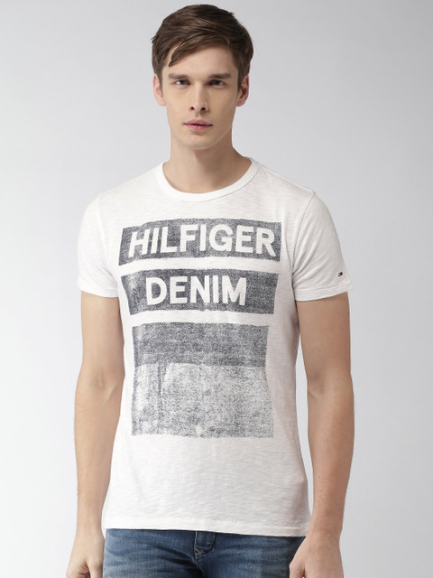 

Tommy Hilfiger Men White Printed Round Neck T-Shirt