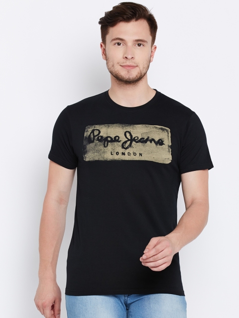 

Pepe Jeans Men Black Printed Round Neck T-shirt