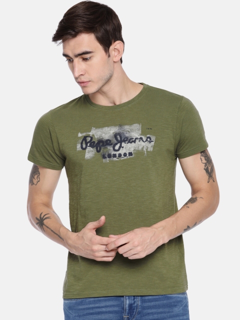 

Pepe Jeans Men Green Printed Round Neck T-shirt