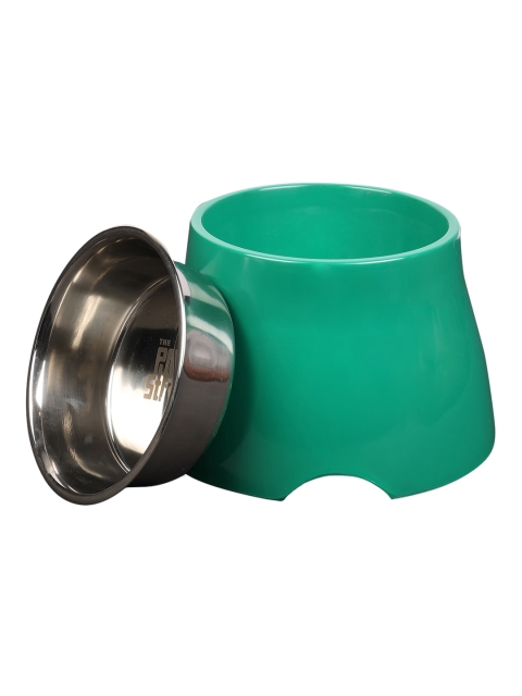 

thepawpstarco Green Solid Elevated Pet Bowl