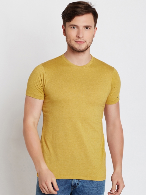 

Pepe Jeans Men Mustard Yellow Solid Slim Fit Round Neck T-shirt