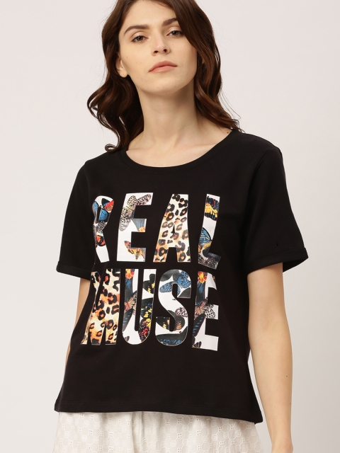 

Ms.Taken by Kriti Sanon Women Black Printed Round Neck T-shirt
