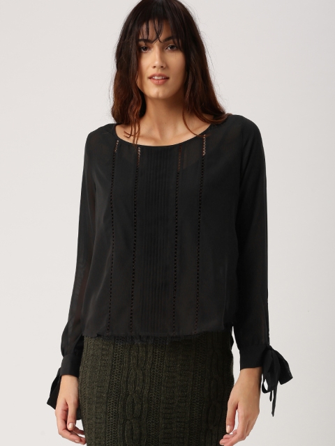 

Ms.Taken Women Black Self-Design Top